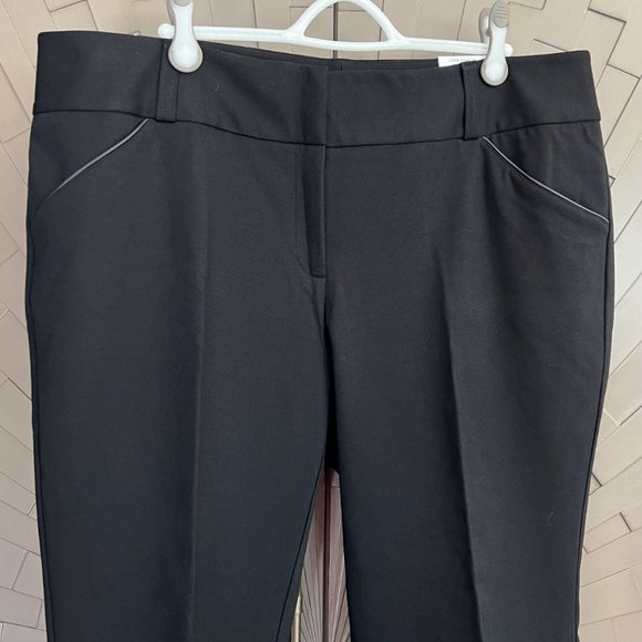 NWT PLUS PETITE Alfani Trouser Leg Black Faux Leather Trim Pants 20 SHORT NEW - Picture 4 of 12